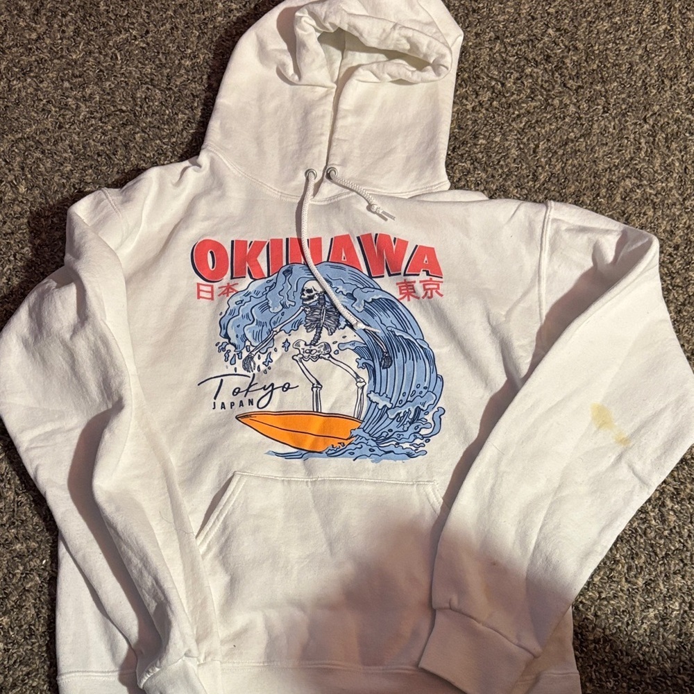 Bowery Supply Co. White Okinawa Graphic Hoodie